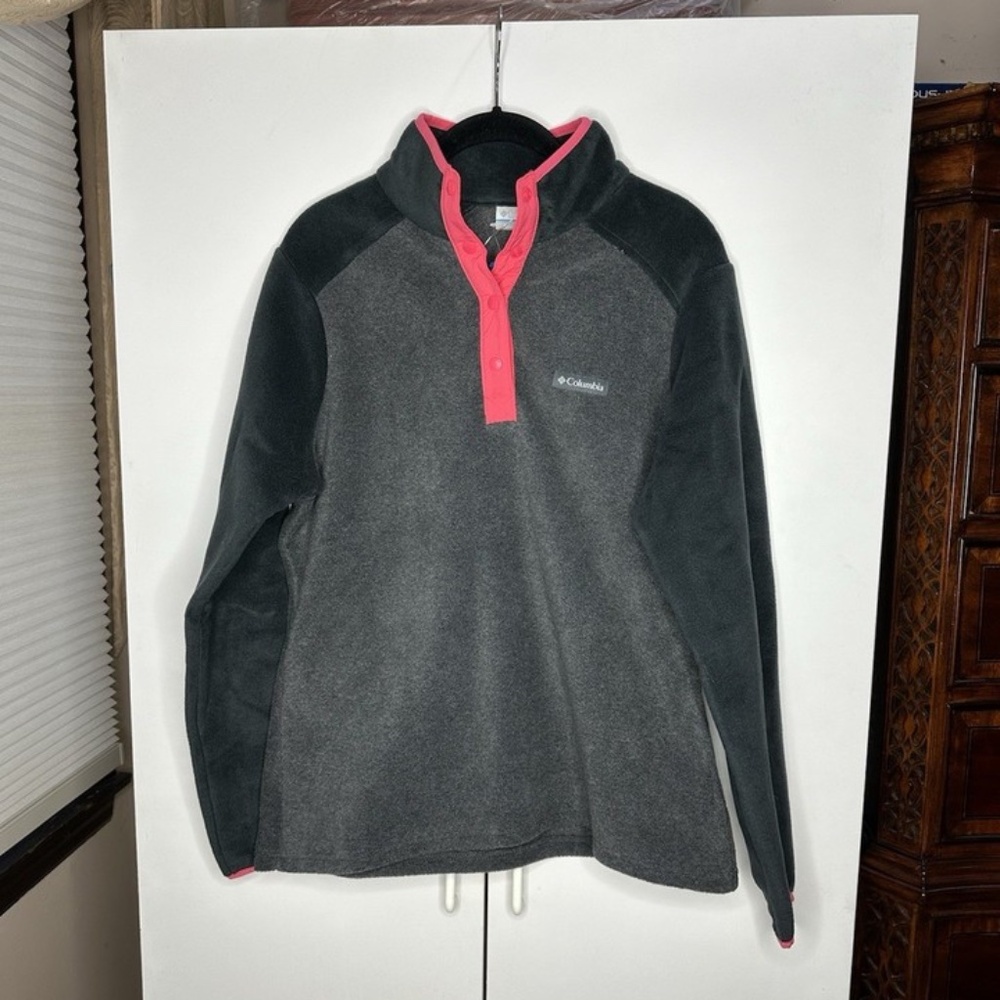 Columbia Mount Cannon 1/2 Snap Pullover Long Sleeve Gray/Pink Womens Medium NEW